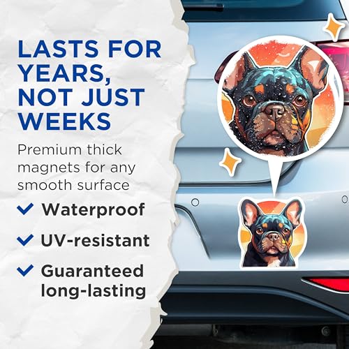 (2 Pack) French Bulldog Magnets - Dog Lover Fridge - Cute Pet Magnets for Home or Office - 5" On Longest Side - for Cars, Fridges, Toolboxes - Made in USA - MAG3943