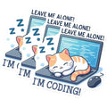 (3 Pack) Coding Cat Decals - Laptop Decal - Programmer Decal - 3 Inches On Longest Side - Easy Peel & Apply - Made in USA - 3MCS4851