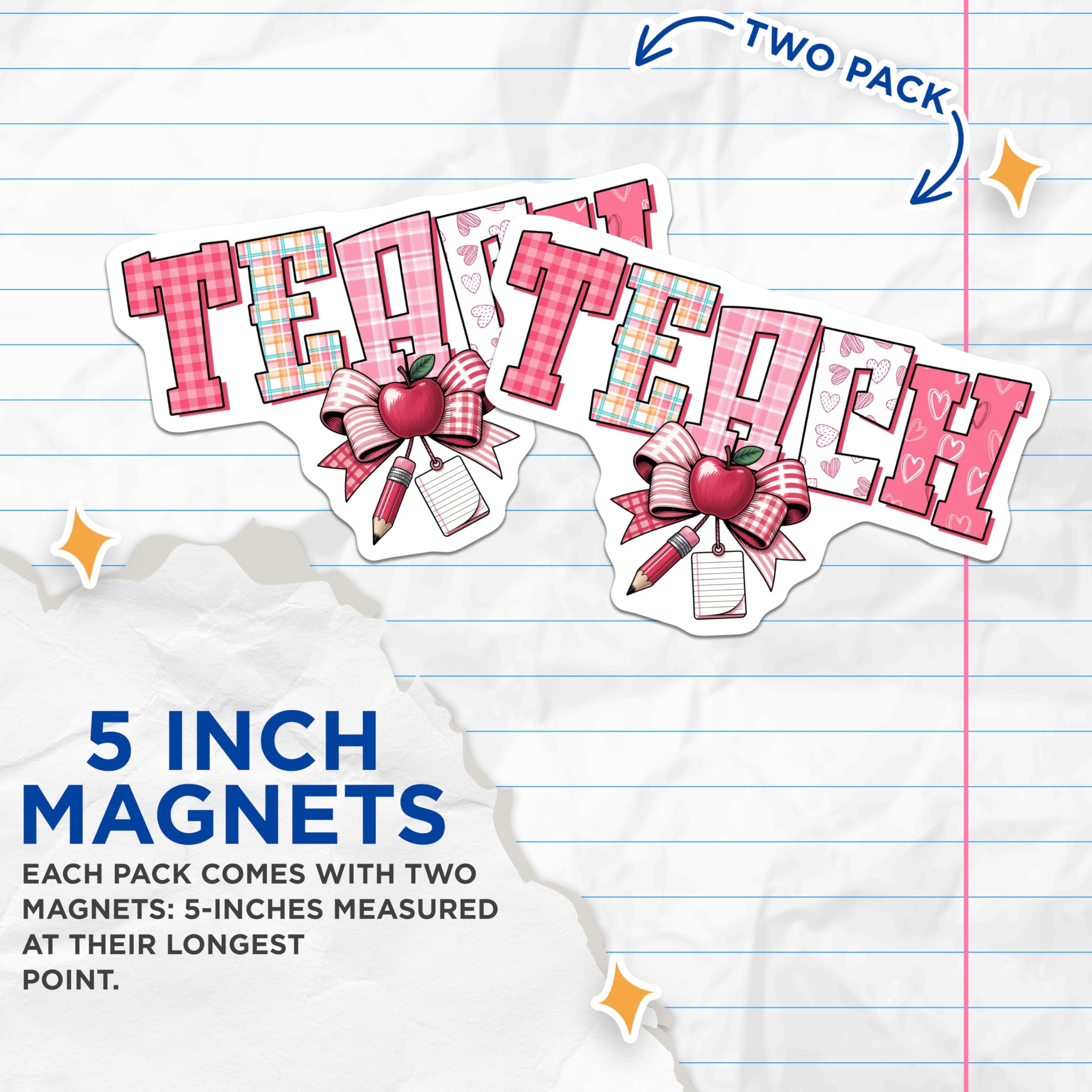 (2 Pack) Teach Magnets - Teacher Appreciation - School Decor - Classroom Magnets - 5" On Longest Side - Premium Magnet - for Cars, Refrigerators, Toolboxes, Lockers - Made in USA - MAG16805