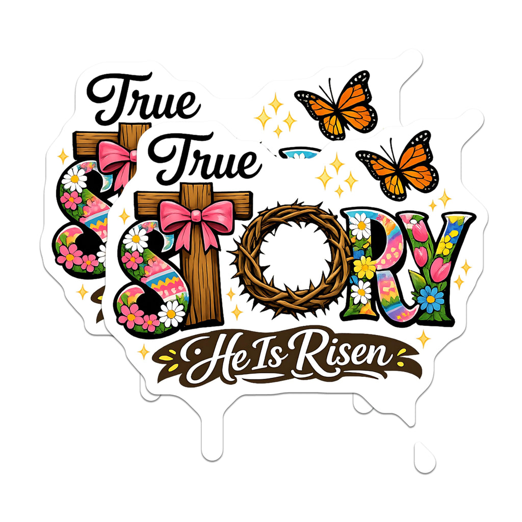 (2 Pack) Easter Christian Magnets - He is Risen True Story - Resurrection Spiritual Spring Floral Decor - 5 Inches On Longest Side - Thick Durable Magnet - Made in USA - MAG23235