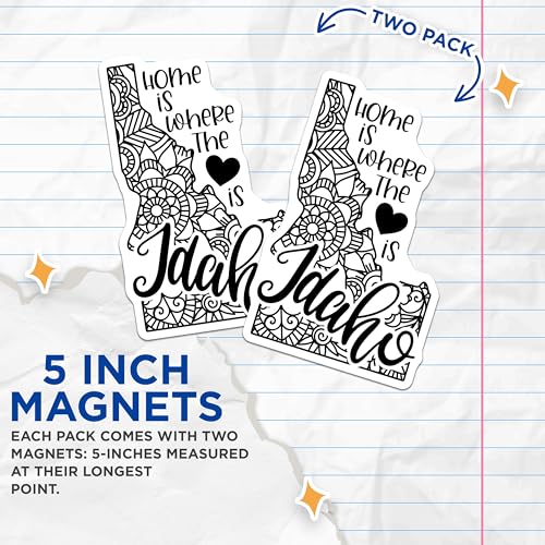 (2 Pack) Idaho State Magnets Magnets - Home is Where The Heart is - State Love - 5" On Longest Side - Made in USA - Sticks to Refrigerators & Metal Surfaces - MAG9058