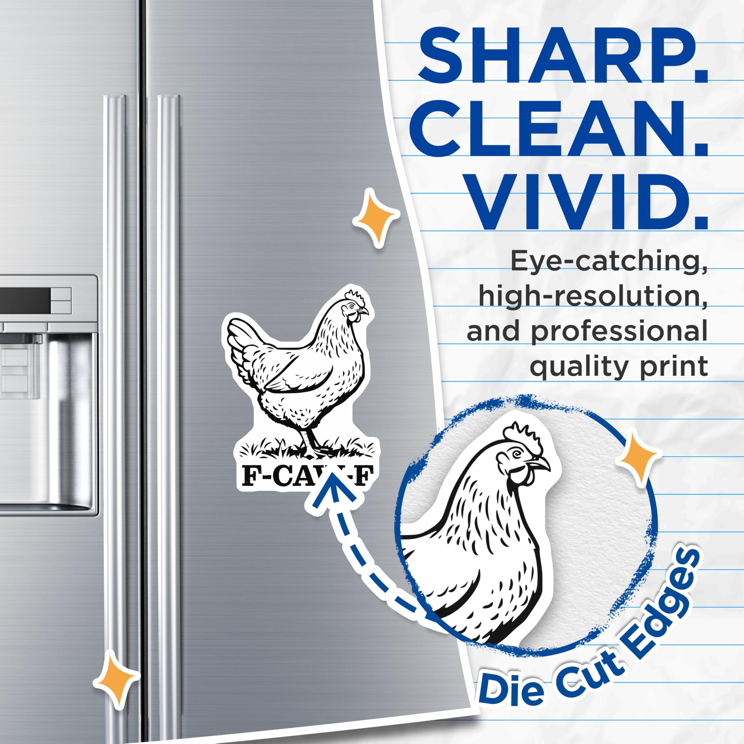 (2 Pack) Chicken F-CAW-F Magnets - Funny Chicken Memes - Novelty Magnet Sets - 5" On Longest Side - Premium Magnet - for Cars, Refrigerators, Toolboxes, Lockers - Made in USA - MAG16369