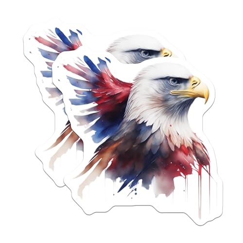 (2 Pack) Bald Eagle Magnets - American Flag - Patriotic Decor - Fridge - Locker - Office - Wildlife Art - 5" On Longest Side - for Cars, Fridges, Toolboxes - Made in USA - MAG6758