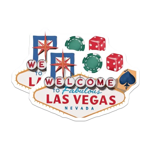(2 Pack) Welcome to Fabulous Las Vegas Magnets - Nevada Souvenir Magnet - Las Vegas Tourism Magnets - 5" On Longest Side - for Cars, Fridges, Toolboxes - Made in USA - MAG6734