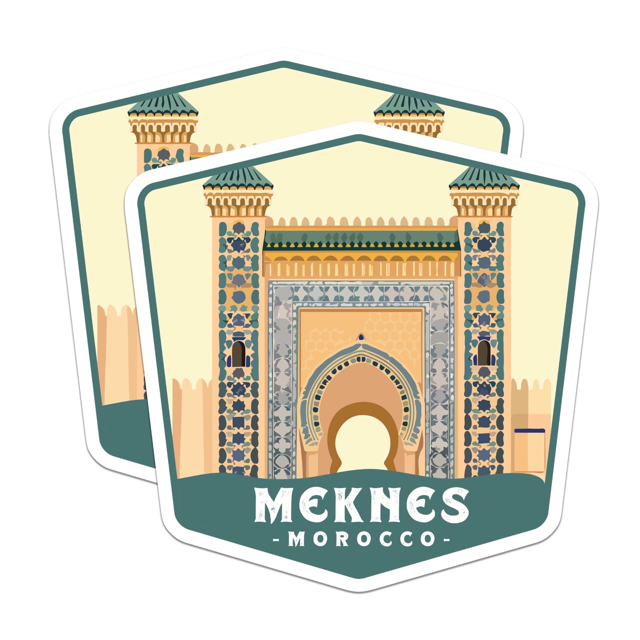 (2 Pack) Meknes Morocco Magnets - Moroccan Architecture - Travel Souvenirs - 5 Inches On Longest Side - Thick Durable Magnet - Made in USA - MAG19872