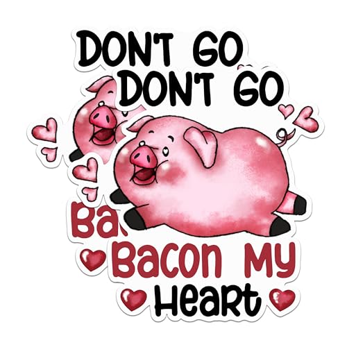 (2 Pack) Funny Pig Pun Magnets - Don't Go Bacon My Heart Magnets - Kitchen Decor Magnets- 5" On Longest Side - for Fridges, Toolboxes, Cars - Made in USA - MAG2898