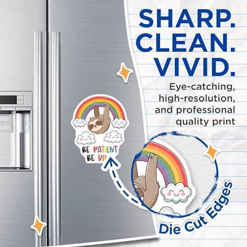 (2 Pack) Be Patient Be Kind Magnets - Sloth Rainbow Magnets - Motivational Cute Sloth Magnets - 5" On Longest Side - for Cars, Refrigerators, Toolboxes, Lockers - Made in USA BMCS3304