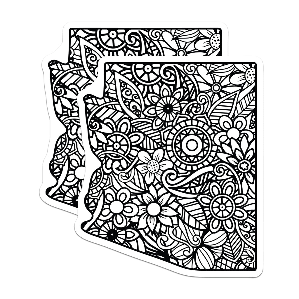 (2 Pack) Arizona State Magnets - Floral Pattern - Decorative AZ Magnets - 5" On Longest Side - Premium Magnet - for Cars, Refrigerators, Toolboxes, Lockers - Made in USA - MAG18010