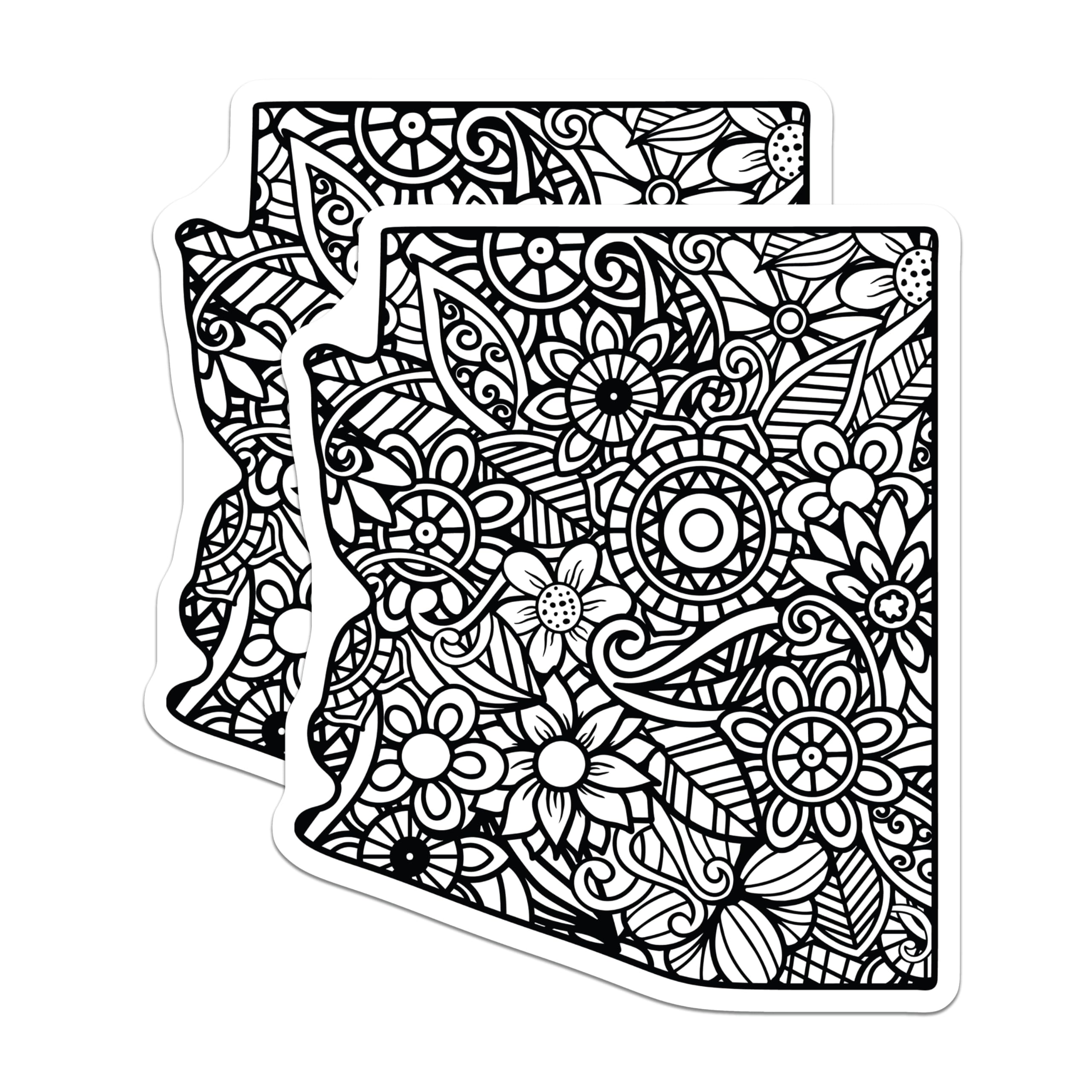 (2 Pack) Arizona State Magnets - Floral Pattern - Decorative AZ Magnets - 5" On Longest Side - Premium Magnet - for Cars, Refrigerators, Toolboxes, Lockers - Made in USA - MAG18010