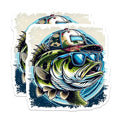(2 Pack) Bass Fishing Stickers - Cool Fish Design - Angler Decals for Gear and Accessories - 5" On Longest Side - Sticks to Smooth Flat Surfaces - Made in USA - BMCS5986