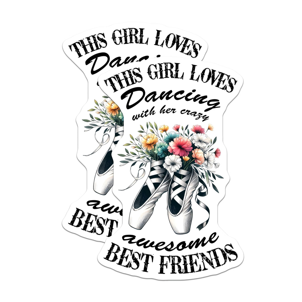 (2 Pack) Dancing Girl Magnets - Crazy Friends - Ballerina Shoe Floral - Dancer Decor - 5" On Longest Side - Premium Magnet - for Cars, Refrigerators, Toolboxes, Lockers - Made in USA - MAG15642