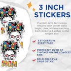 (3 Pack) Autism Mom Decals - Puzzle Piece Awareness - Messy Bun Laptop Decal - 3 Inches On Longest Side - Easy Peel & Apply - Made in USA - 3MCS8460