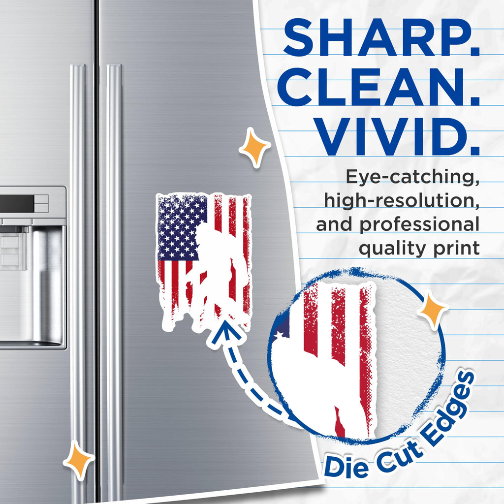 (2 Packs) American Flag Sasquatch Magnets - Bigfoot USA Flag American Pride Magnets - 5 Inches On Longest Side - Premium Magnet - for Fridges, Toolboxes, Cars - Made in USA - MAG2360