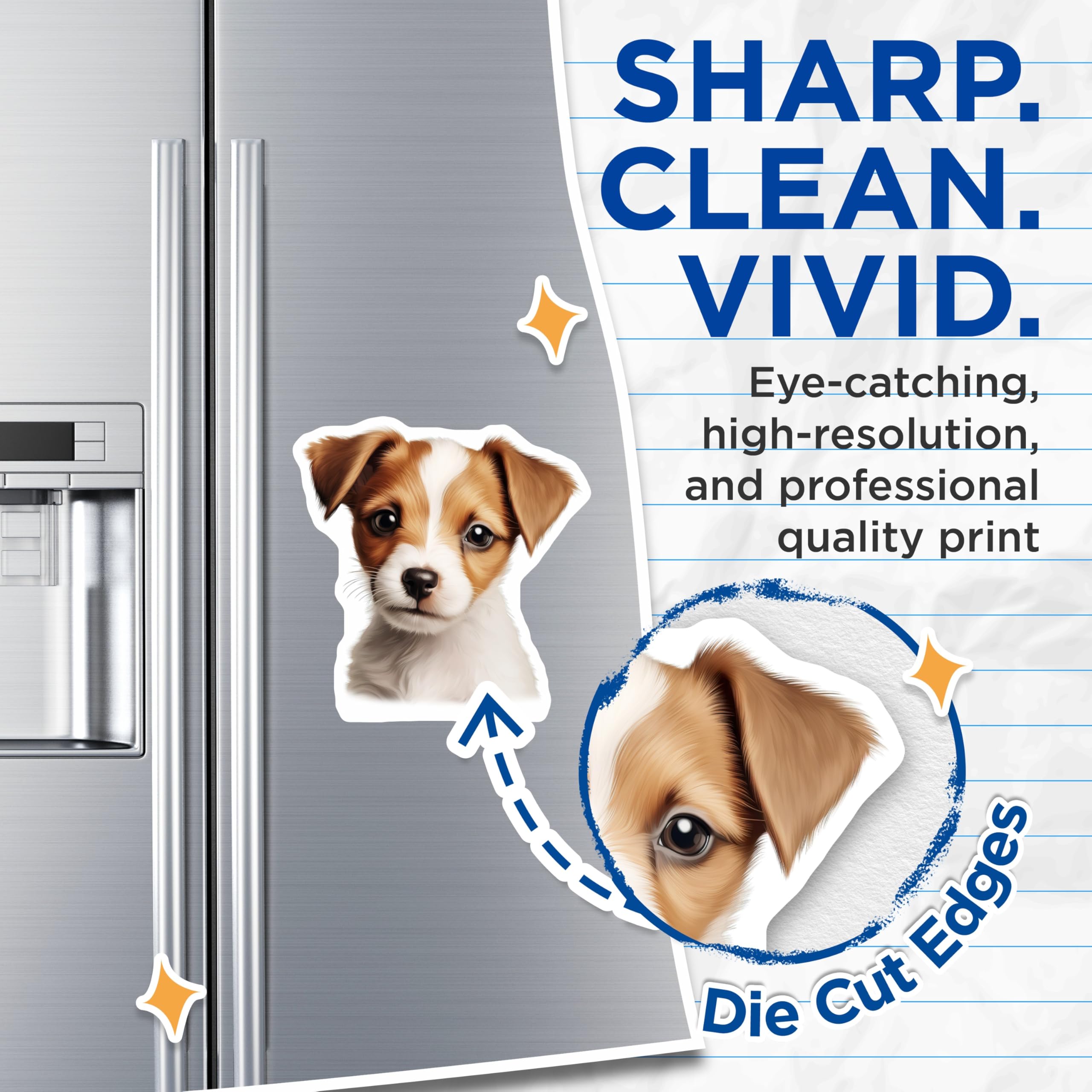(2 Pack) Cute Puppy Magnets - Jack Russell Dog Lover Decor - Pet Parent Refrigerator Magnets - 5 Inches On Longest Side - Thick Durable Magnet - Made in USA - MAG28760