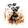 (2 Pack) Schnauzer Dog Magnets - Autumn Leaves - Pet Lover Watercolor Decor - 5 Inches On Longest Side - Thick Durable Magnet - Made in USA - MAG29684