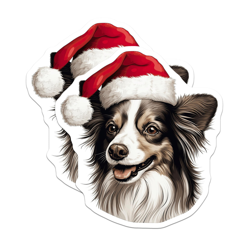 (2 Pack) Christmas Dog Magnets - Santa Hat Holiday Decor - Festive Pet Animal Lover Accents - Cute Doggy Refrigerator Magnets - 5 Inches On Longest Side - Thick Durable Magnet - Made in USA - MAG23784