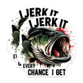 (2 Pack) I Jerk It Stickers - Fishing Joke - Every Chance I Get Decals - 5" On Longest Side - Sticks to Smooth Flat Surfaces - Made in USA - BMCS5982