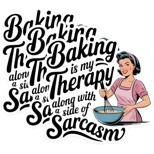 (3 Pack) Baking Therapy Decals - Sarcasm Baker Stickers - Funny Kitchen Laptop Decal - 3 Inches On Longest Side - Easy Peel & Apply - Made in USA - 3MCS1731