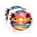 (2 Pack) Sunset Beach Stickers - Tropical Paradise Stickers - Ocean View Stickers- 5" On Longest Side - Sticks to Smooth Flat Surfaces - Made in USA - BMCS16310