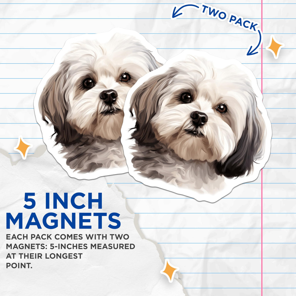 (2 Pack) Havanese Dog Magnets - Adorable Puppy Pet Artwork - Animal Lover Fridge Decor - Canine Companion Home Accent - 5 Inches On Longest Side - Thick Durable Magnet - Made in USA - MAG24214