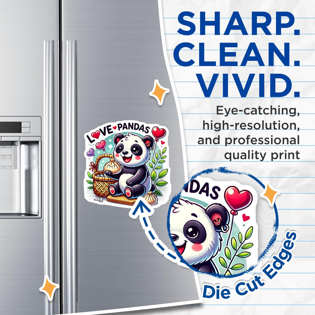(2 Pack) Panda Magnets - Kawaii Dumpling Bear - Fridge Decor - 5" On Longest Side - Premium Magnet - for Cars, Refrigerators, Toolboxes, Lockers - Made in USA - MAG16031