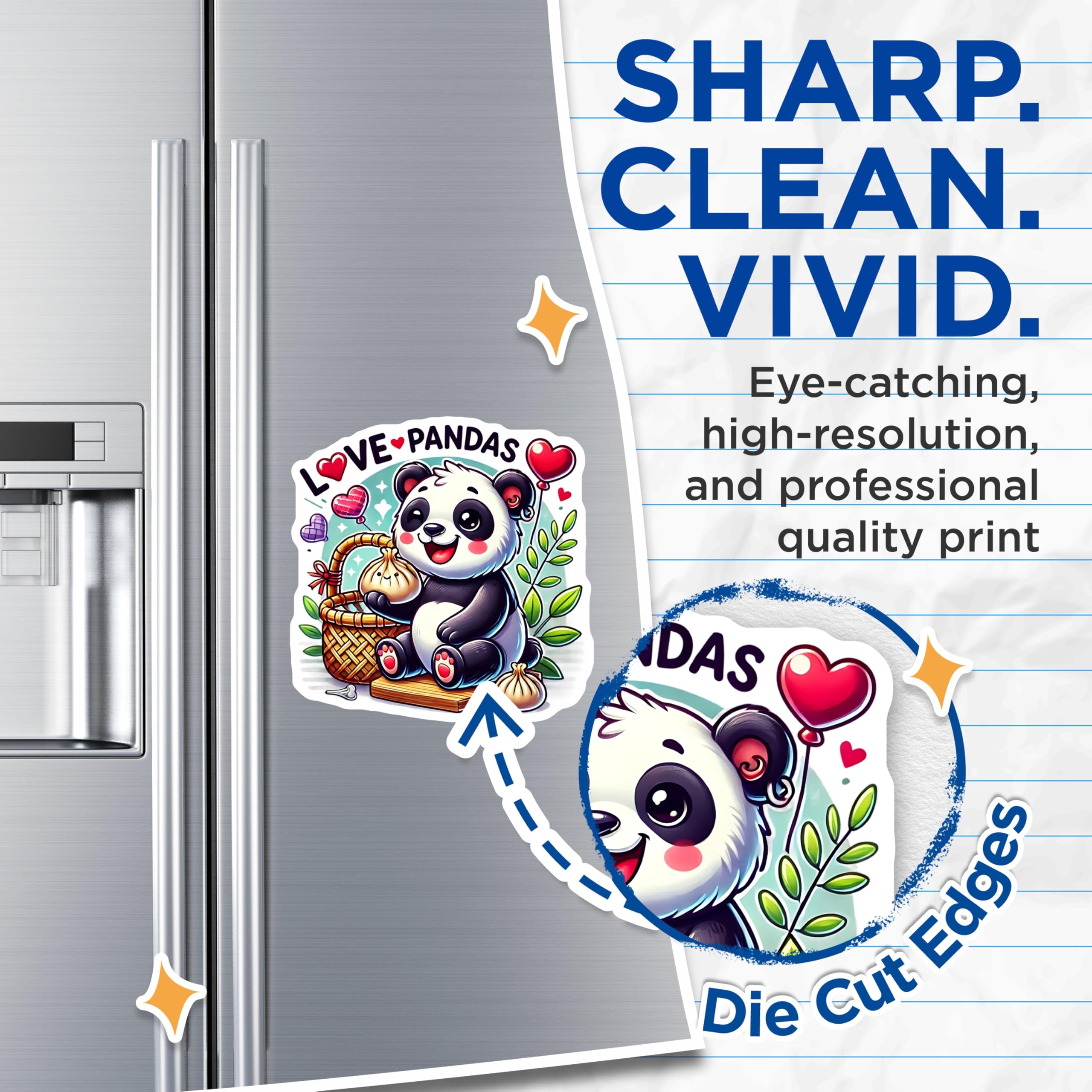 (2 Pack) Panda Magnets - Kawaii Dumpling Bear - Fridge Decor - 5" On Longest Side - Premium Magnet - for Cars, Refrigerators, Toolboxes, Lockers - Made in USA - MAG16031