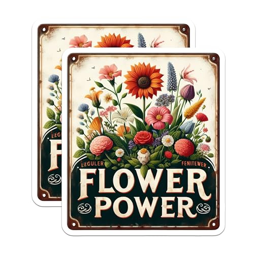 (2 Pack) Flower Power Stickers - Colorful Floral Stickers - Botanical Art Stickers - 5" On Longest Side - Sticks to Smooth Flat Surfaces - Made in USA - BMCS6396