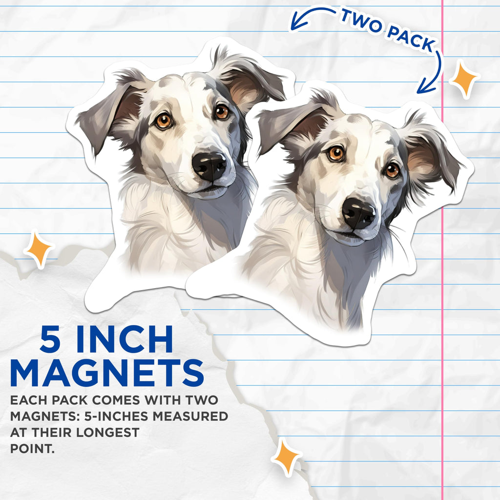 (2 Pack) White Dog Magnets - Cute Dog Art - Pet Lover Refrigerator Decor - 5 Inches On Longest Side - Thick Durable Magnet - Made in USA - MAG30397