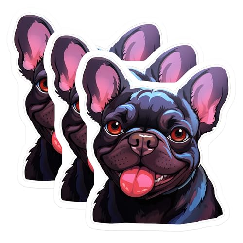 (3 Pack) French Bulldog Decals - Dog Lover - Cute Puppy Sticker - 3 Inches On Longest Side - Easy Peel & Apply - Made in USA - 3MCS2714