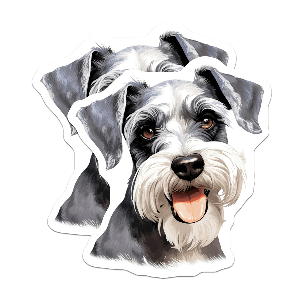 (2 Pack) Happy Schnauzer Dog Magnets - Cute Pet Lover Fridge Decor - Animal Enthusiast Refrigerator Magnets for Dog Moms - 5 Inches On Longest Side - Thick Durable Magnet - Made in USA - MAG29504