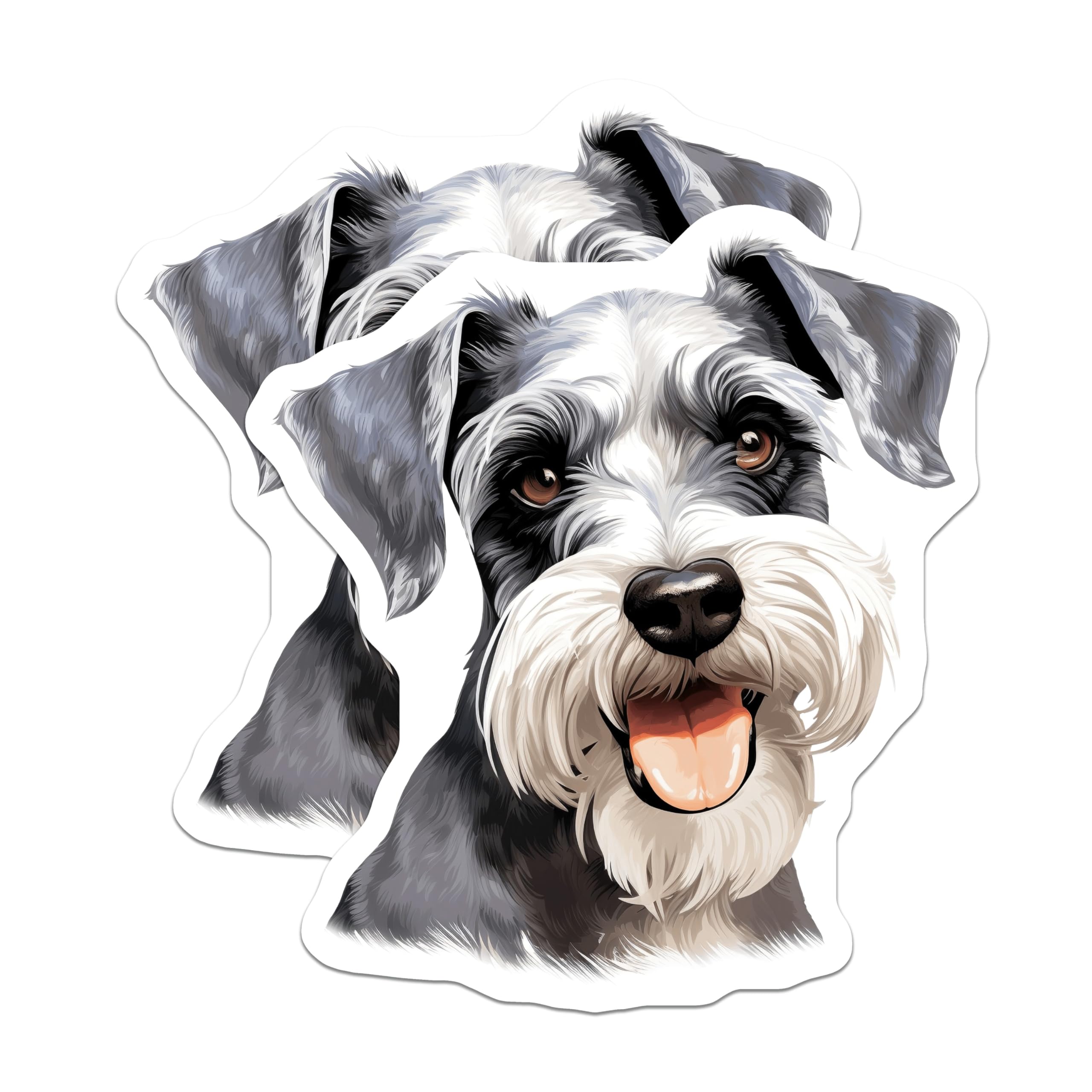 (2 Pack) Happy Schnauzer Dog Magnets - Cute Pet Lover Fridge Decor - Animal Enthusiast Refrigerator Magnets for Dog Moms - 5 Inches On Longest Side - Thick Durable Magnet - Made in USA - MAG29504