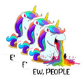 (3 Pack) Rainbow Unicorn Decals - Puking Unicorn - Ew People Laptop Decal - 3 Inches On Longest Side - Easy Peel & Apply - Made in USA - 3MCS6572