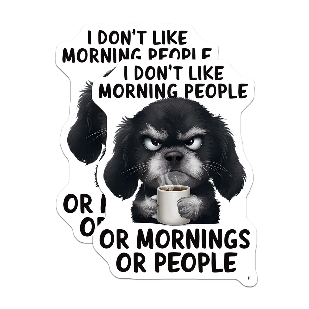(2 Pack) Grumpy Dog Magnets - Coffee Lover - Introvert Humor Fridge Decor - Anti Morning Person Decor - 5 Inches On Longest Side - Thick Durable Magnet - Made in USA - MAG37243