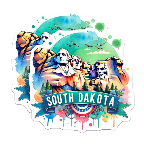 (2 Pack) South Dakota Magnets - Mount Rushmore Design - Travel Souvenir - National Parks - Artistic Landscapes - 5" On Longest Side - for Cars, Fridges, Toolboxes - Made in USA - MAG6830