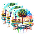 (3 Pack) South Carolina Decals - Charleston SC - Laptop Decals- 3 Inches On Longest Side - Easy Peel & Apply - Made in USA - 3MCS5572