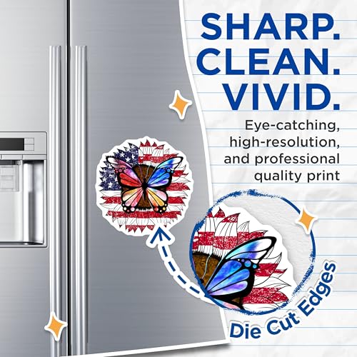 (2 Pack) American Flag Butterfly Magnets - Patriotic Butterfly Decor - USA Flag Magnets for Refrigerator - 5" On Longest Side - for Cars, Fridges, Toolboxes - Made in USA - MAG6959