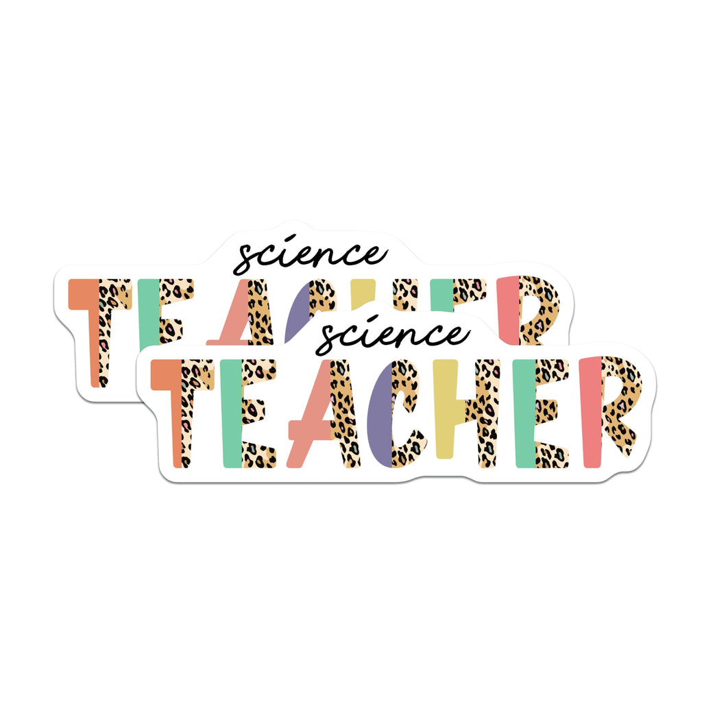 (2 Pack) Science Teacher Magnets - Leopard Print Classroom Decor - Fun Teacher Appreciation - Science Classroom Accessories - 5" On Longest Side - for Cars, Fridges, Toolboxes - Made in USA - MAG7838