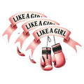 (3 Pack) Like a Girl Decals - Boxing Gloves - Empowering Women - 3 Inches On Longest Side - Easy Peel & Apply - Made in USA - 3MCS7118