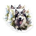 (2 Pack) Happy Husky Dog Magnets - Floral Siberian Husky Magnets - Pet Lover Decor for Refrigerator Locker - 5 Inches On Longest Side - Thick Durable Magnet - Made in USA - MAG28915
