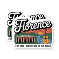 (2 Pack) Florence Alabama Magnets - Birthplace of Blues - Music City Fridge Decor - 5" On Longest Side - Premium Magnet - for Cars, Refrigerators, Toolboxes, Lockers - Made in USA - MAG18054