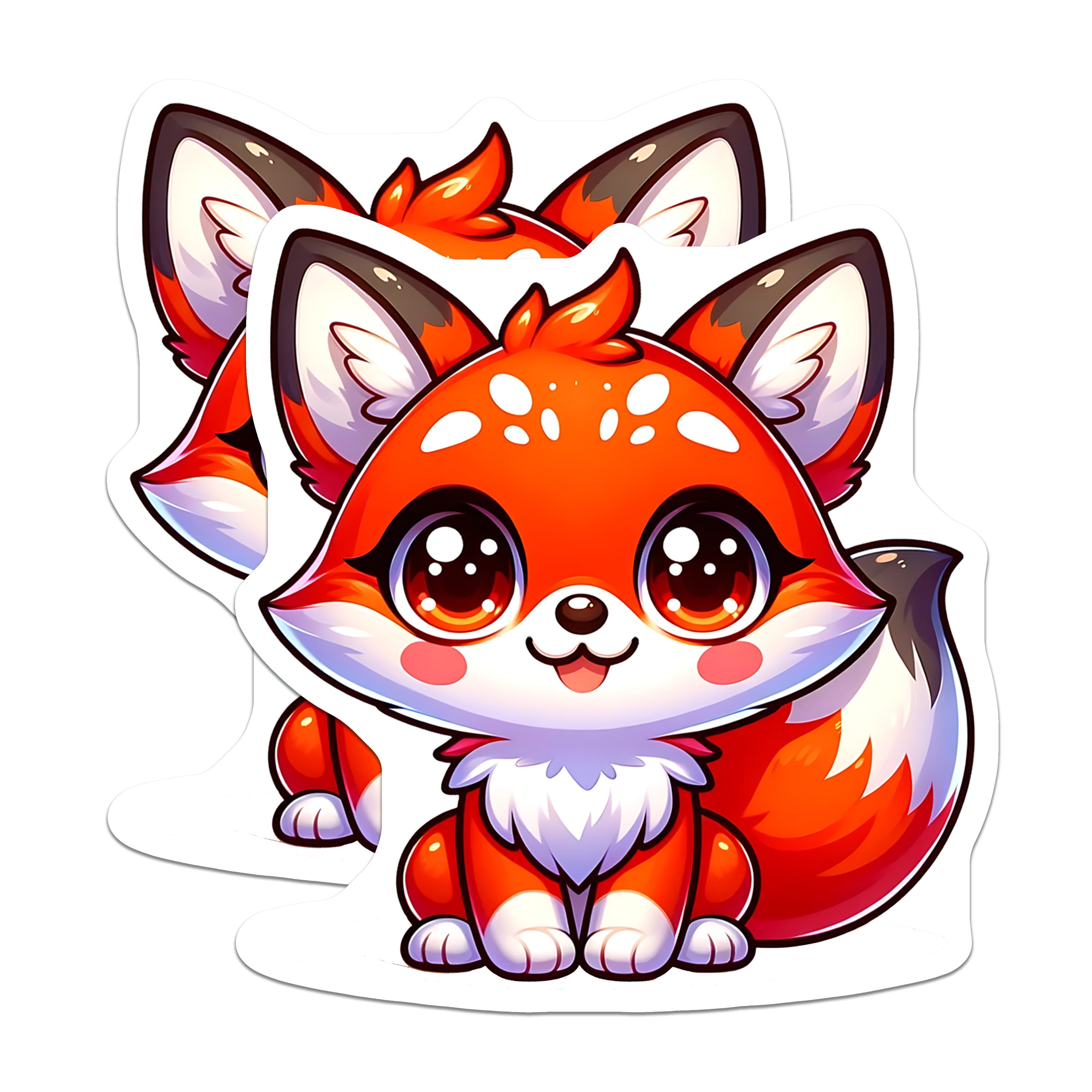 (2 Pack) Cute Chibi Fox Magnets - Adorable Animal Fridge Decor - Kawaii Woodland Creature - 5 Inches On Longest Side - Thick Durable Magnet - Made in USA - MAG39563