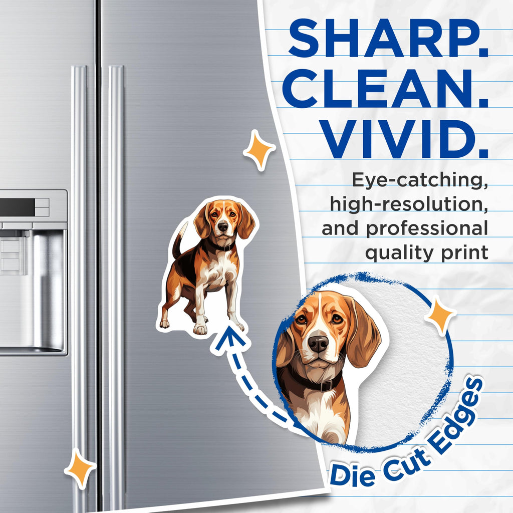 (2 Pack) Beagle Dog Magnets - Cute Hound Pet Lover - Dog Mom Dad Decor - Canine Refrigerator Accessories - 5 Inches On Longest Side - Thick Durable Magnet - Made in USA - MAG28683