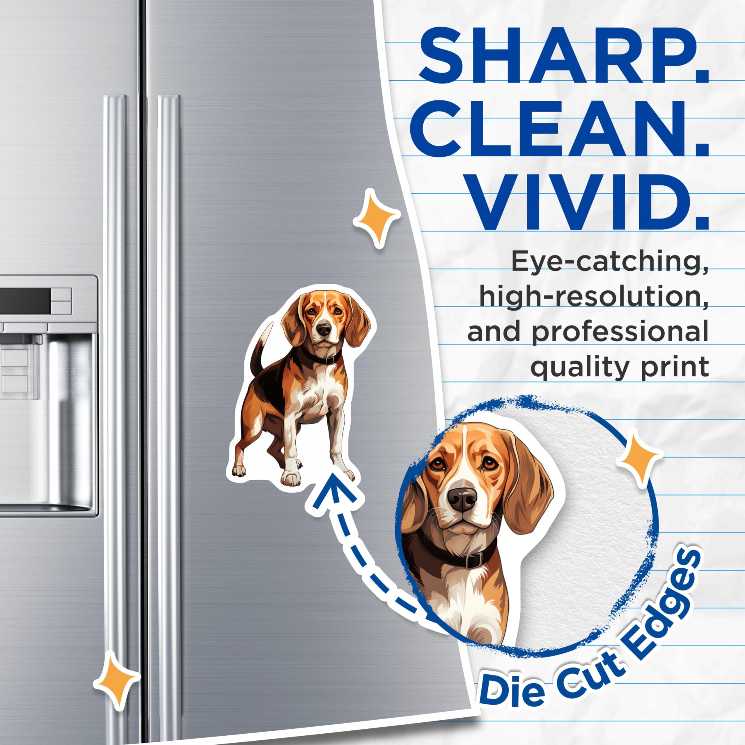 (2 Pack) Beagle Dog Magnets - Cute Hound Pet Lover - Dog Mom Dad Decor - Canine Refrigerator Accessories - 5 Inches On Longest Side - Thick Durable Magnet - Made in USA - MAG28683