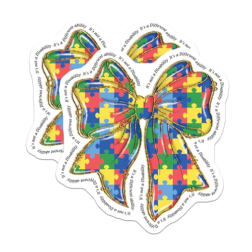 (2 Pack) Puzzle Bow Magnets Magnets - Autism Awareness - Special Needs Support - 5" On Longest Side - Made in USA - Sticks to Refrigerators & Metal Surfaces - MAG8640
