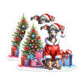 (2 Pack) Christmas Dog Magnets - Santa Puppy Refrigerator Decor - Holiday Pet Lover Stocking Stuffer - 5 Inches On Longest Side - Thick Durable Magnet - Made in USA - MAG28291