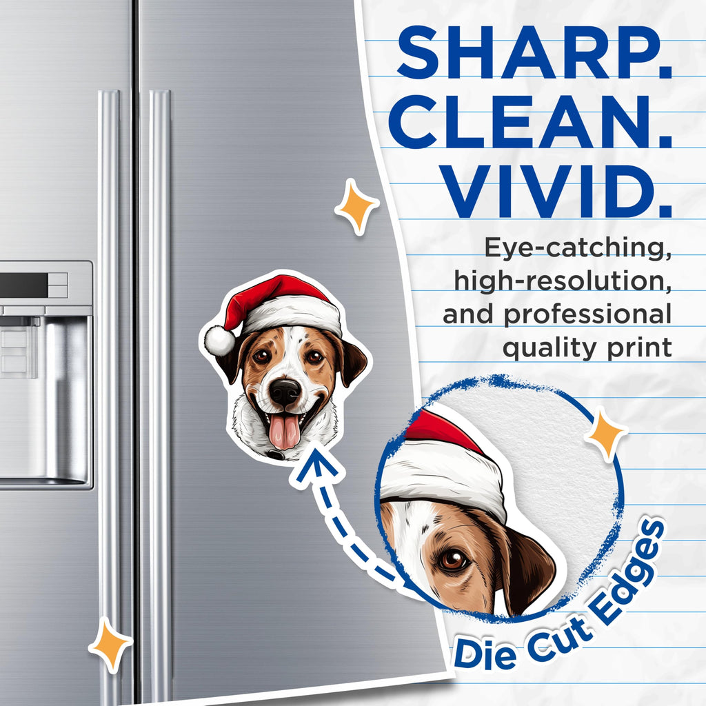 (2 Pack) Christmas Dog Magnets - Santa Dog Decor - Pet Lover Holiday Fridge Magnets - 5 Inches On Longest Side - Thick Durable Magnet - Made in USA - MAG26074