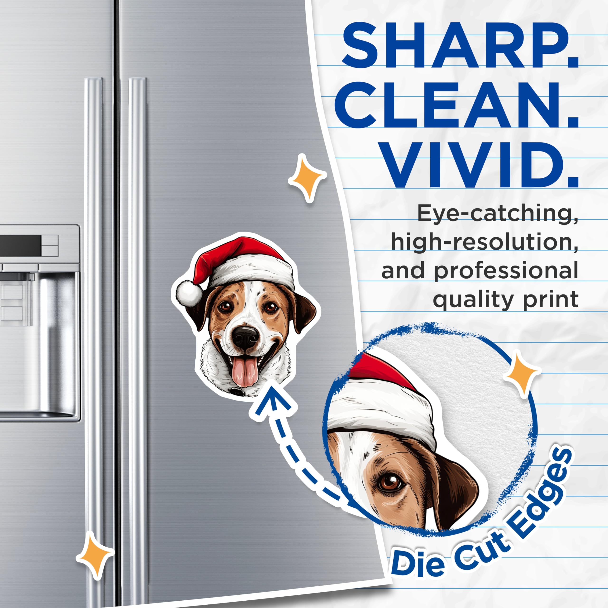 (2 Pack) Christmas Dog Magnets - Santa Dog Decor - Pet Lover Holiday Fridge Magnets - 5 Inches On Longest Side - Thick Durable Magnet - Made in USA - MAG26074