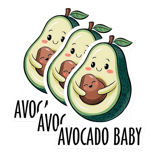 (3 Pack) Avocado Baby Decals - Cute Fruit Stickers - Laptop Decal - 3 Inches On Longest Side - Easy Peel & Apply - Made in USA - 3MCS7140