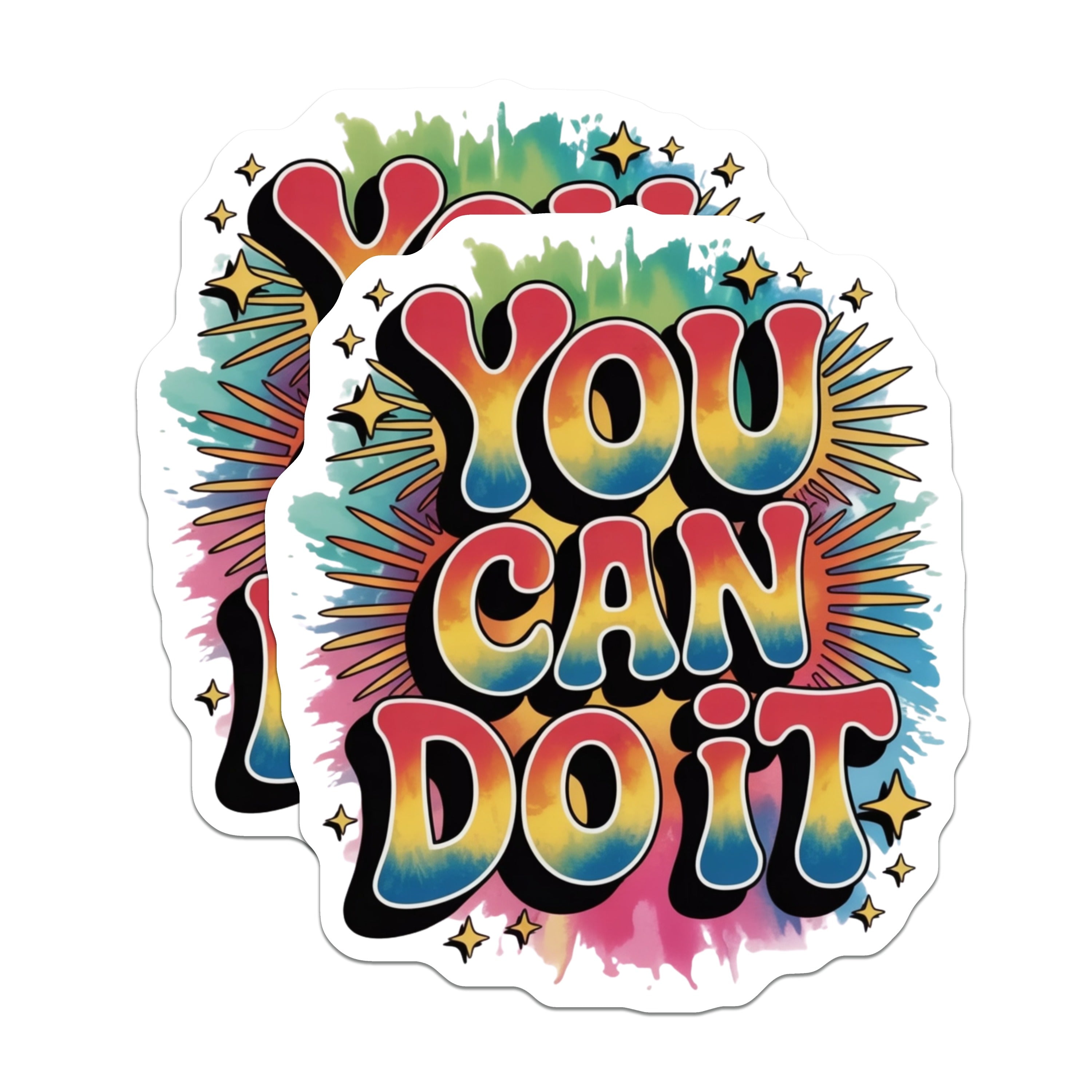 (2 Pack) You Can Do It Magnets - Motivational Locker Decor - Retro Rainbow Office Inspiration - Positive Affirmation Magnet - 5 Inches On Longest Side - Thick Durable Magnet - Made in USA - MAG39863