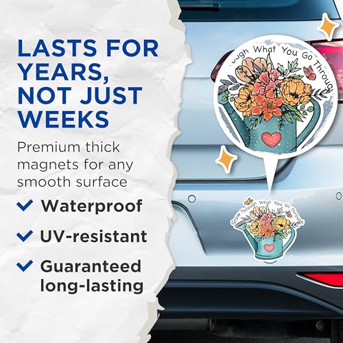 (2 Pack) Inspirational Quote Magnets - Watering Can Art Magnets - Motivational Floral Magnets- 5" On Longest Side - for Fridges, Toolboxes, Cars - Made in USA - MAG2951